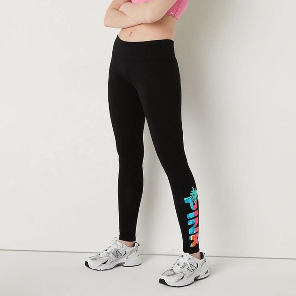 VS VICTORIAS SECRET PINK COTTON MID RISE FOLDOVER PANT TIGHT LEGGING SWEATS S - Picture 5 of 6